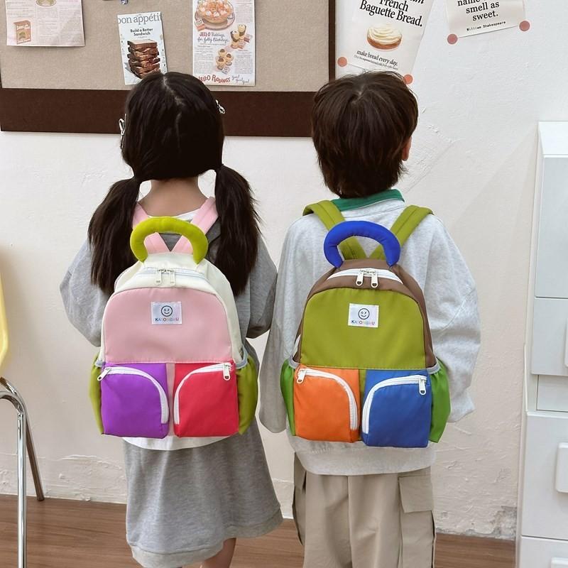 Fashionable Breathable Nylon Kids School Bag For Boys And Girls In Pink And Blue