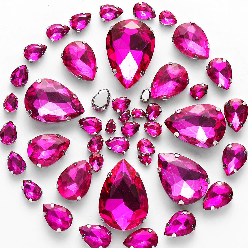 50pcs Hand-Sewn Water Drop Rhinestones: Colored Crystal Glass for DIY Wedding Dress and Clothing Accessories