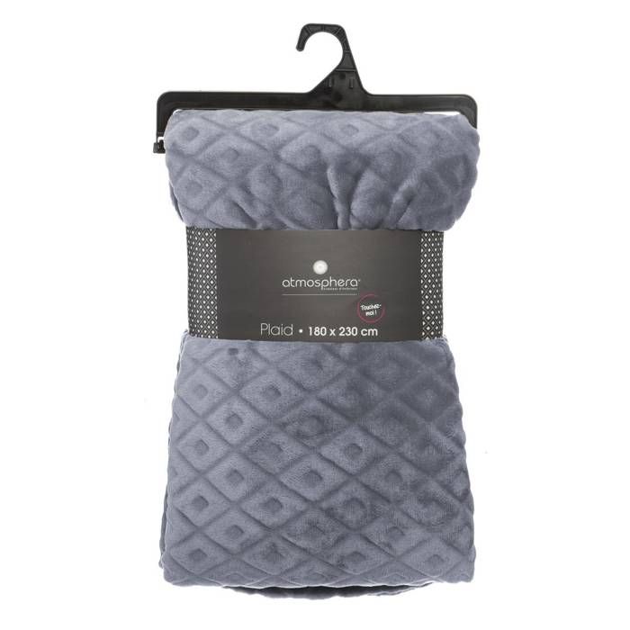 Plaid "3D Losange" Flanell Schiefergrau 180x230cm - Atmosphera Innenarchitekt