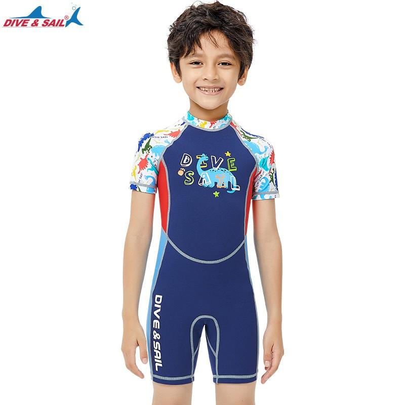 

2mm Children s Warm Diving Suit Short-sleeved One-piece Small Medium-sized Children Swimming Surfing Sunscreen Jellyfish XL