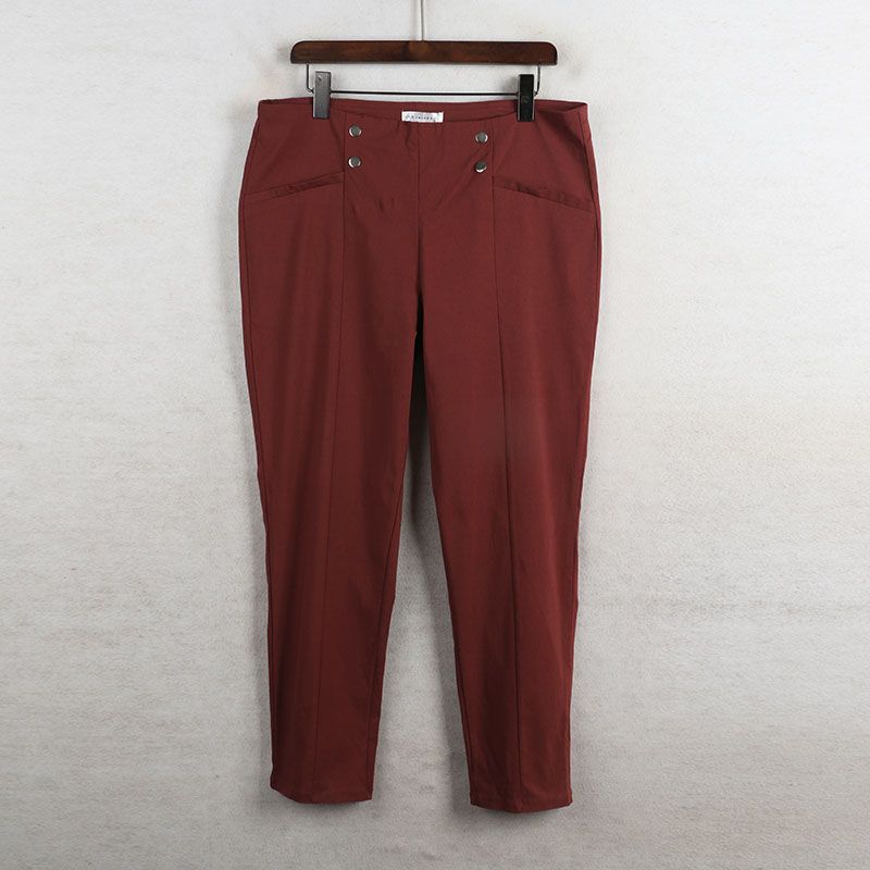 

Fall Sunshine House New Arrival Export European and American plus Size Women s Clothes Mid-Waisted Figure Flattering Skinny Pants Pants Casual Pants Burgundy L/G: Waist 90
