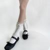 Fashionable Over The Knee Socks with Cute Ribbon Bowknot Stretchy Lace Trimmed Thigh High Long Stockings for Women