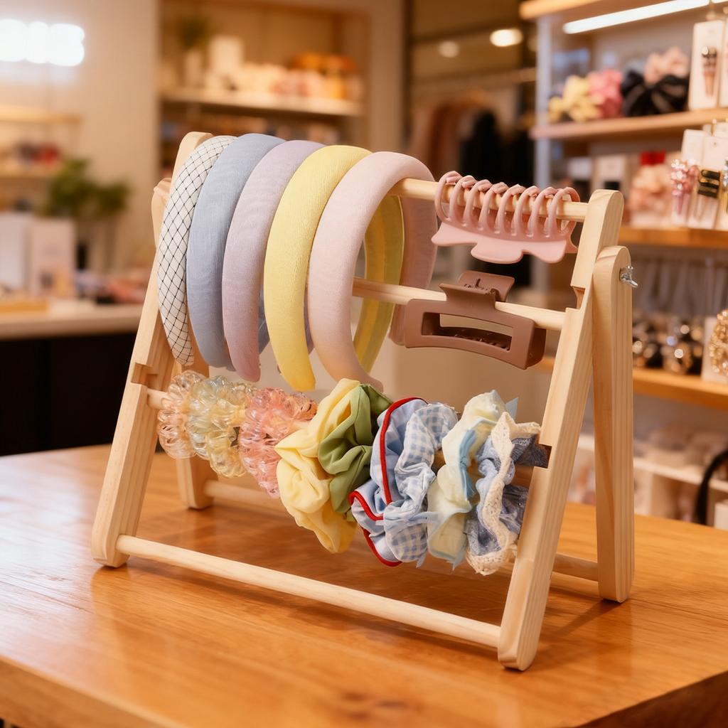 1pc Ladder Style Wooden Hair Accessory Display Rack 3/4 Layers Hair Rope Gripper Bracelet Fashion Accessory Sorting Rack