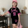 Kids Letter Print T-Shirt and Shorts Set - Round Neck Short Sleeve Top with Matching Shorts - Casual Summer Outfit for Boys and Girls