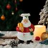 Christmas Santa Claus Chef Figurine Resin Cartoon Santa Statue Holiday Party Home Office Kitchen Desktop Decoration Ornament