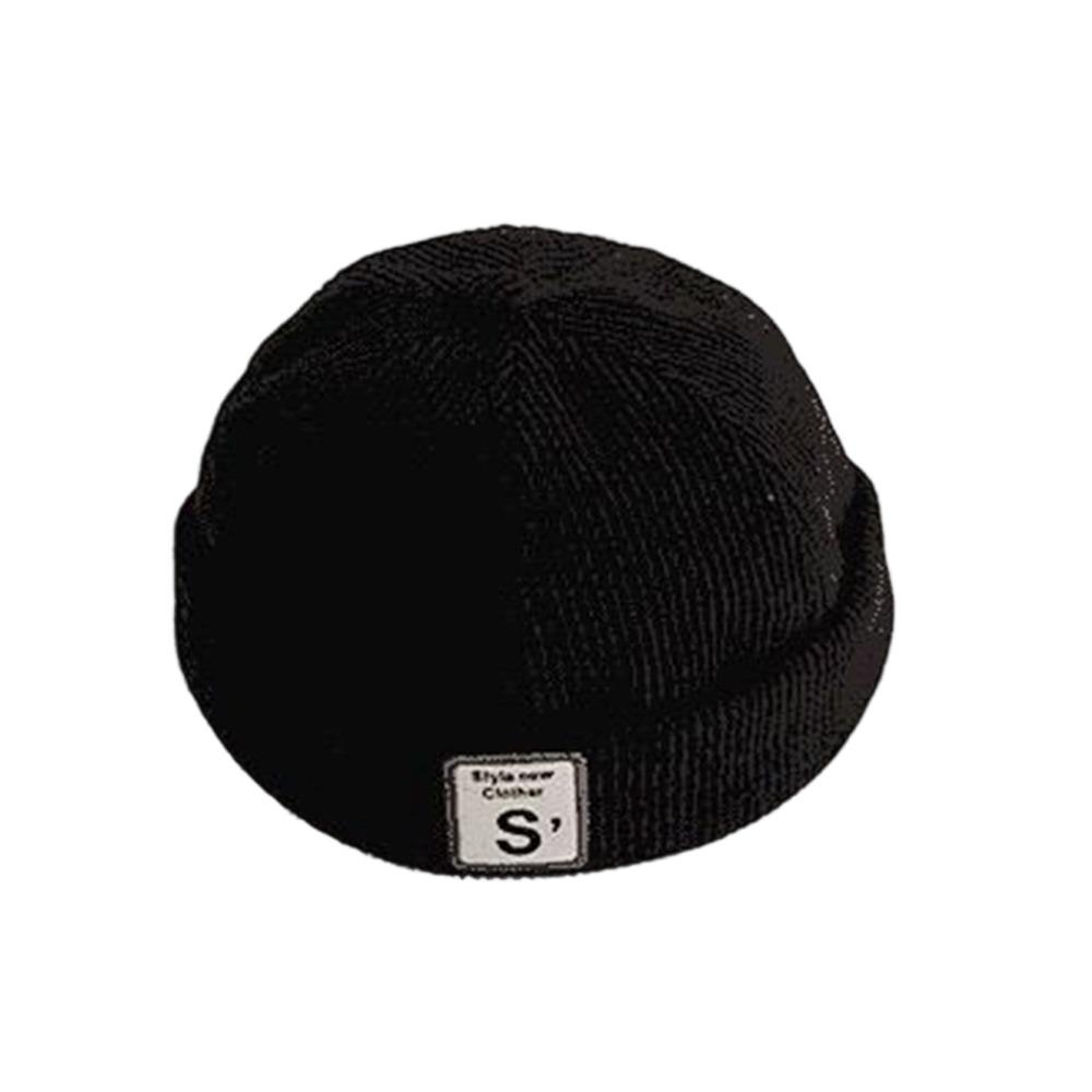 Letter Embroidered Children Melon Beanie Spring Autumn Landlord Cap Toddler Docker Caps Kids чёрный
