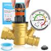 RV Water Pressure Regulator, Handle Adjustable Knob No Tool Required Pressure Regulator,Brass Lead-Free Water Pressure Reducer With Gauge For RV