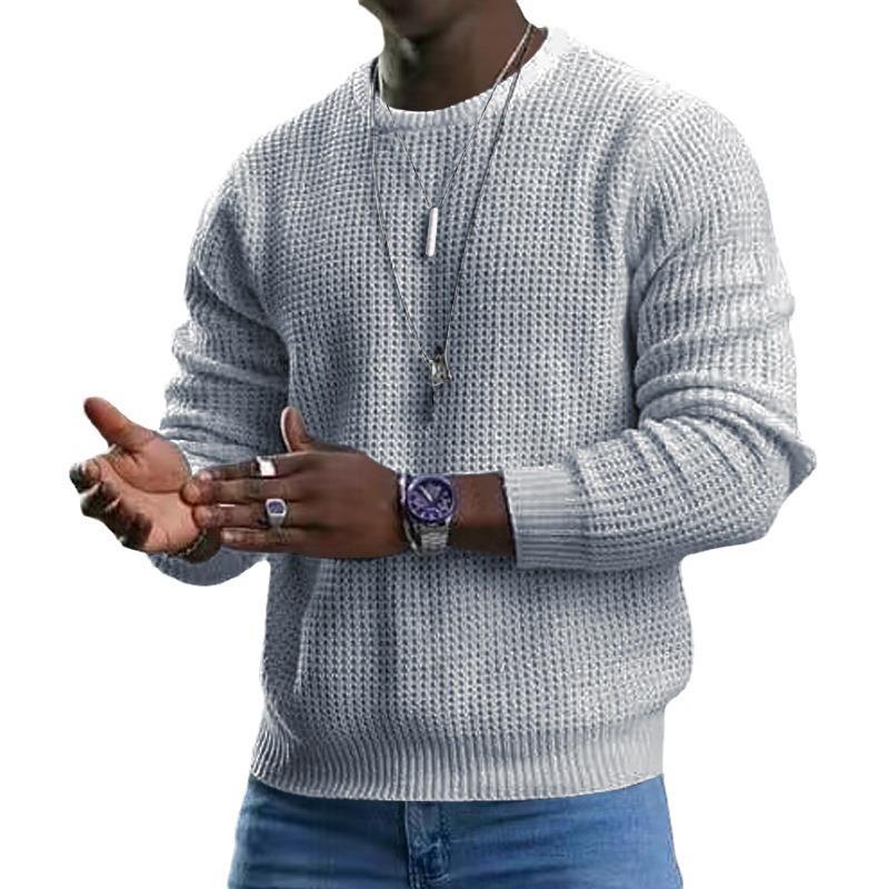 Men S Long Sleeve Crew Neck Loose Fit Casual Knit Sweater