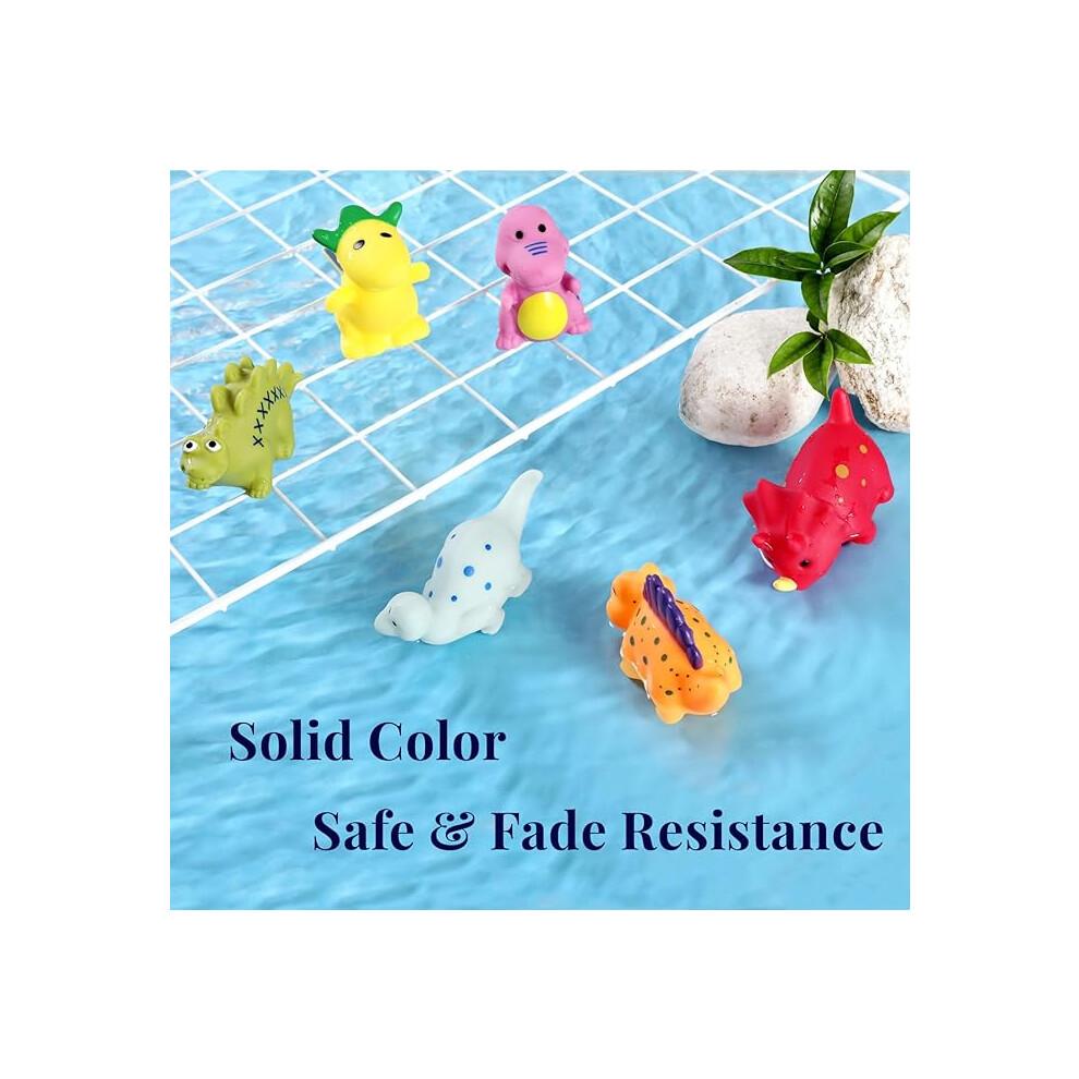Mold Free Dinosaur Bath Toys for Toddlers/ Infants, No Hole No Mold Bathtub Toys (6 Pcs with Storage Bag)