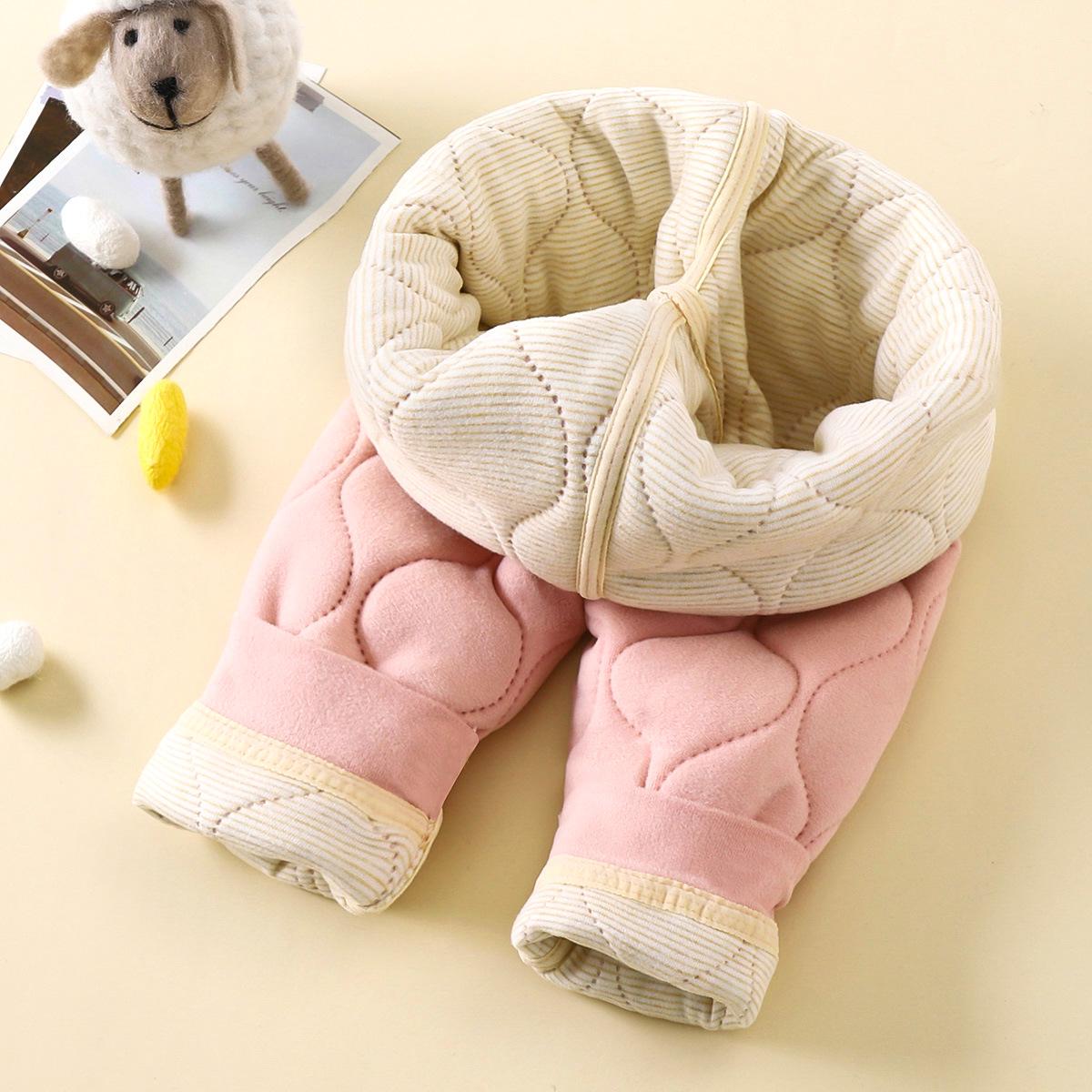 

Детские стеганые термобрюки на флисовой подкладке - Теплые, утолщенные, унисекс, осенне-зимняя школьная форма. 100 cm розовый