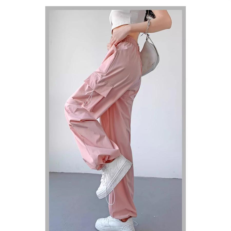 New Summer Slim Fit Cargo Pants for Women, Hiking Running Athletic Trousers with Elastic Waist