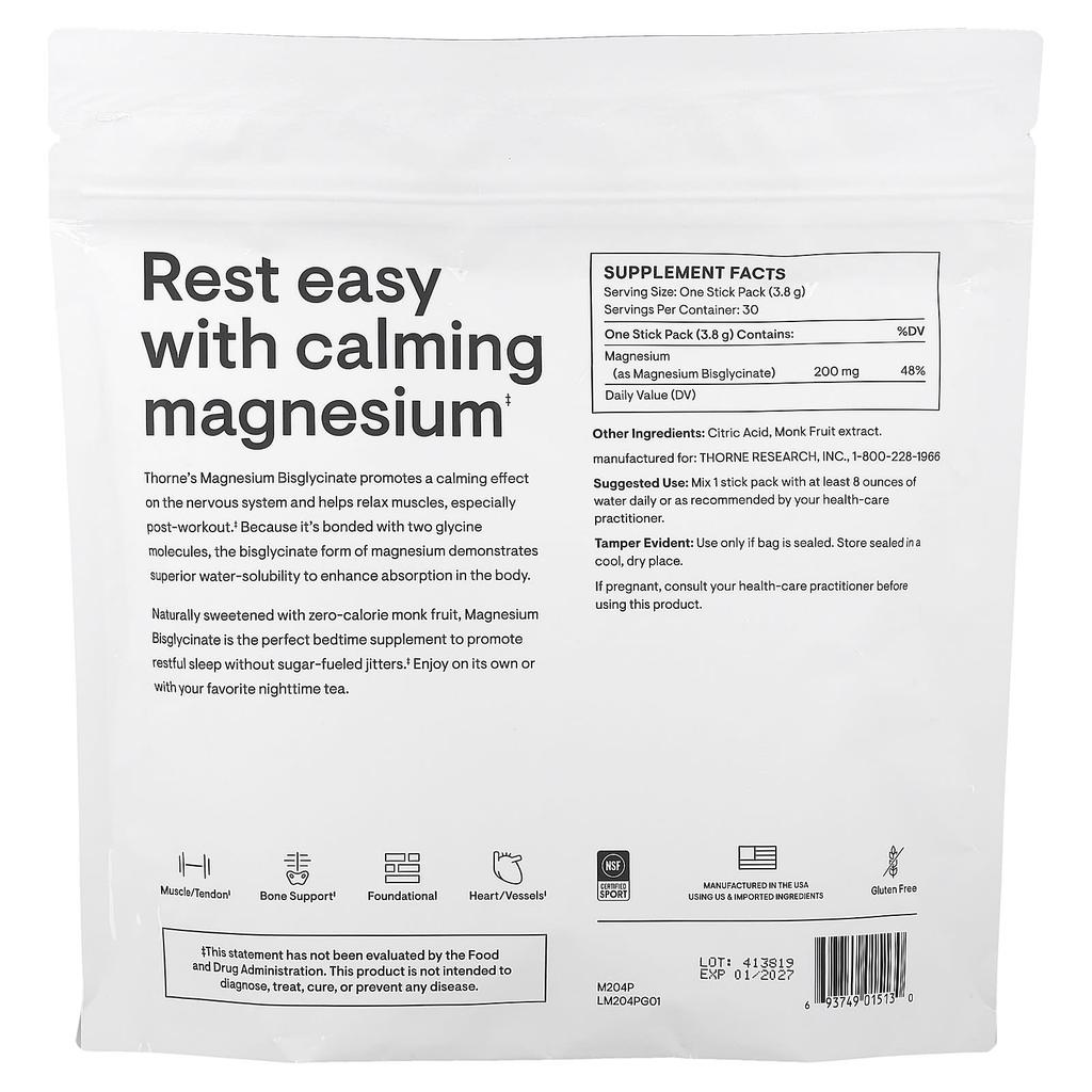 Magnesium Bisglycinate, 30 Stick Packs, 3.8G (0.13Oz) Each