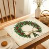 4pcs Set, 2D Flat Print Placemats - Elegant Christmas Wreath Rectangular Table Mats for Holiday Gatherings, Family Parties, Picn