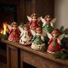 Interior Door Frame Decorations 6Pcs Vintage Angel Wooden Ornaments, Christmas Hanging Decor Set Home Wall Accents with Jute String, Rustic