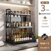 3-Tier Carbon Steel Kitchen Storage Rack with Knife Holder and Hooks