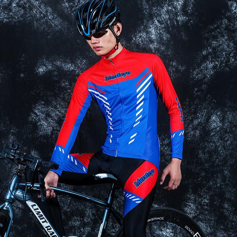 Mens Long Sleeve Cycling Jersey Shorts Set Quick Dry Breathable Mountain Road Bike Apparel
