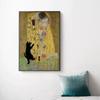 Famous Art Gustav Klimt Kiss Van Gogh Monet Waterlily Black Cat Posters Canvas Painting Funny Animal Wall Art Room Home Decor