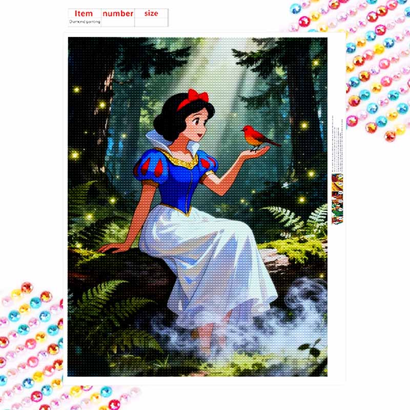 Disney Diamond Art Painting Kit, suitable for adults and beginners, magical forest glitter painting craft, home wall decoration, handmade gift