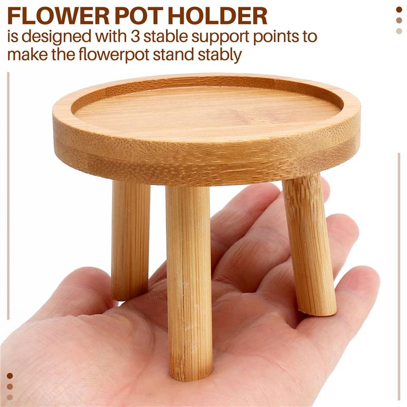 ABMH-4X Wooden Plant Stand Flower Pot Base Holder Stool High Stool Balcony Succulent Round Flower Shelf For Indoor Outdoor