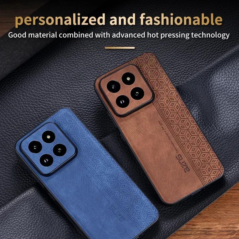 Luxury Leather Phone Case for Xiaomi 14 Ultra 13 Pro Shockproof Bumper Coque Back Cover for Xiaomi 14Pro Note 13 Ultra 13