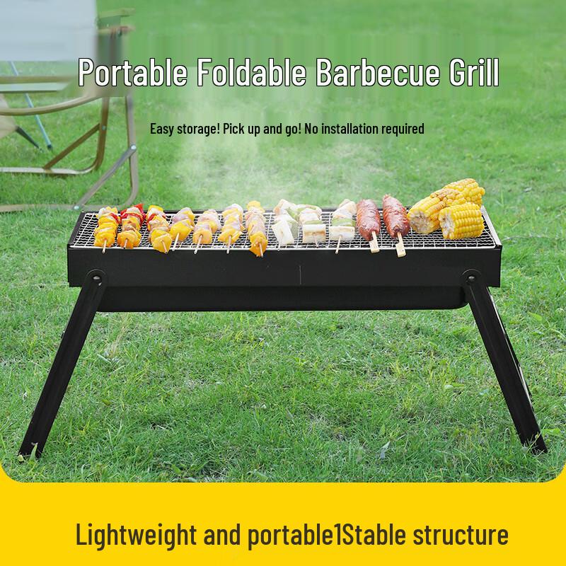 58cm Tragbarer Klapp-Holzkohle-Grill mit 12-teiligem Set