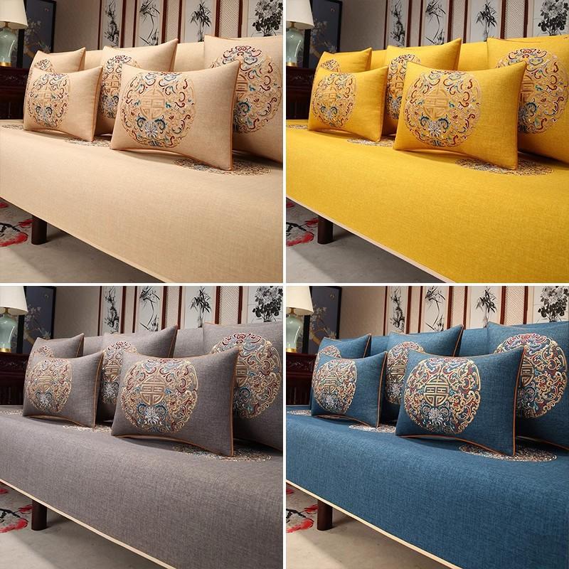 Chinese Mahogany Sofa Seat Cushion Cover Non-Slip Cover Towel High-Grade Solid Wood Sofa Cushion Embroidered Arhat Bed Cover