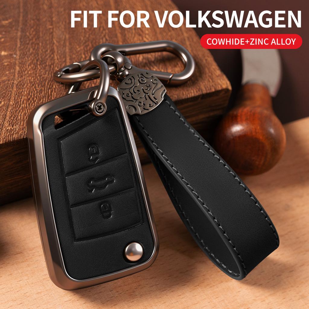 Car Zinc Alloy Flip Key Case Cover Holder For Volkswagen VW Golf 7 For Skoda A5 Fabia A7 Kodiaq Karoq Key Chain