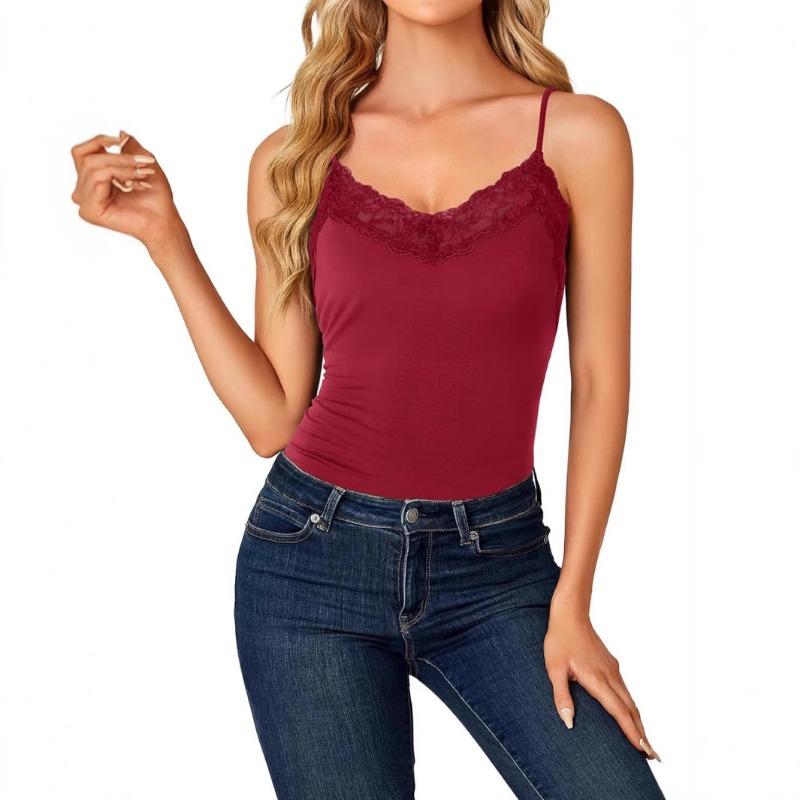 Női nyári női csipke V-nyakú állítható vékonypántos camisole divatos új stílus