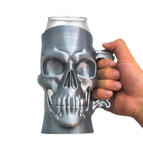Skull Can Holder 3D Printed Gothic Drink Can Holder Beer Mug Style Drink Can Holder for Most Beverage Cans Halloween Party