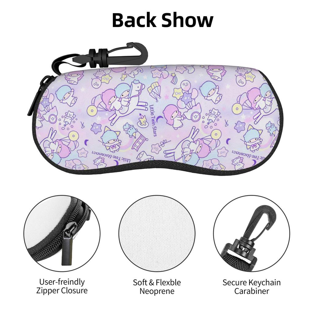 Little Twin Stars Cartoon Sunglasses Soft Case Neoprene Zipper Kiki Lala Shell Eyeglass Case Protective Box For Glasses