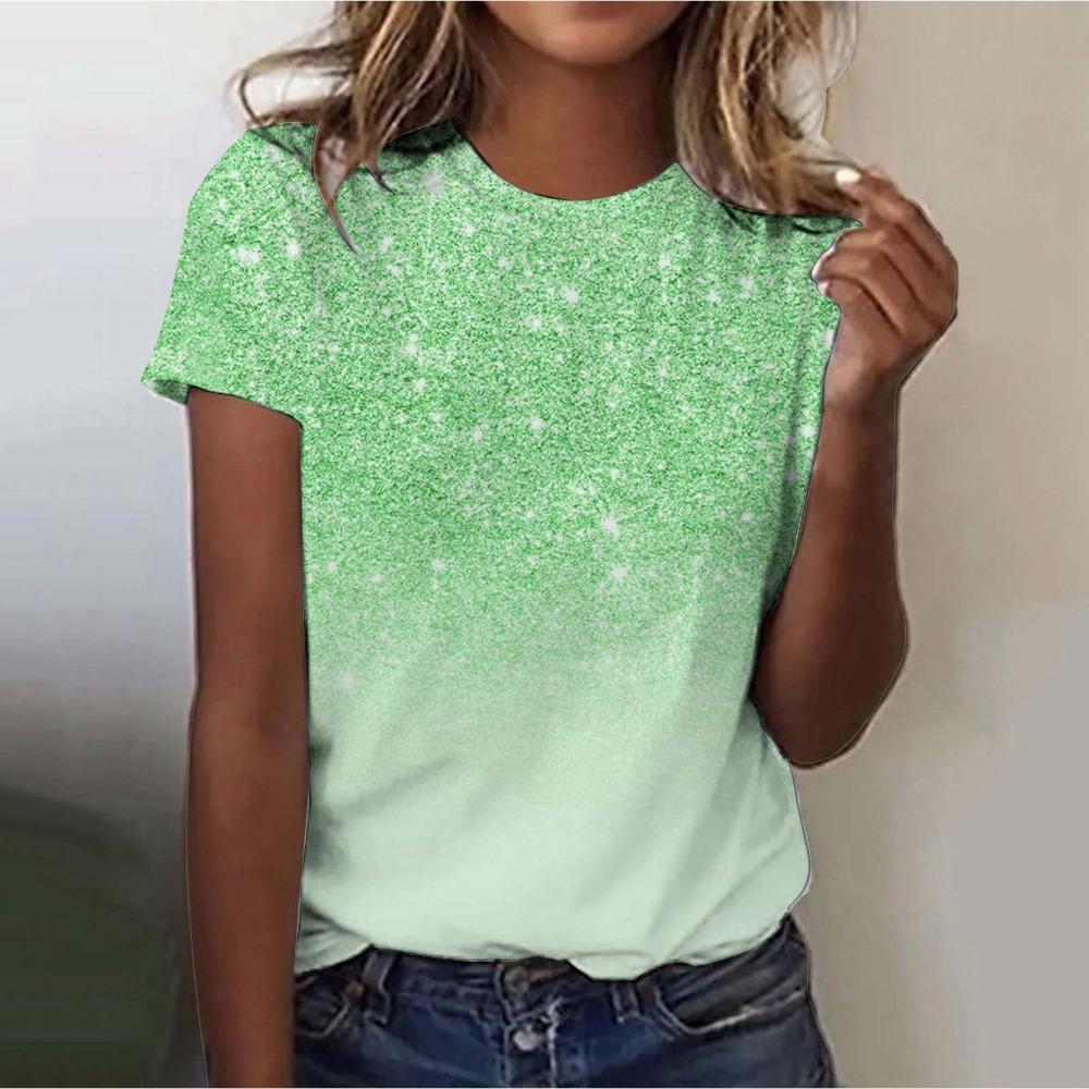 New Women's Street Trendy T-shirt Dreamy Star 3D Printed Short Sleeve Versatile Daily Casual Loose Round Neck Top Women's Wear