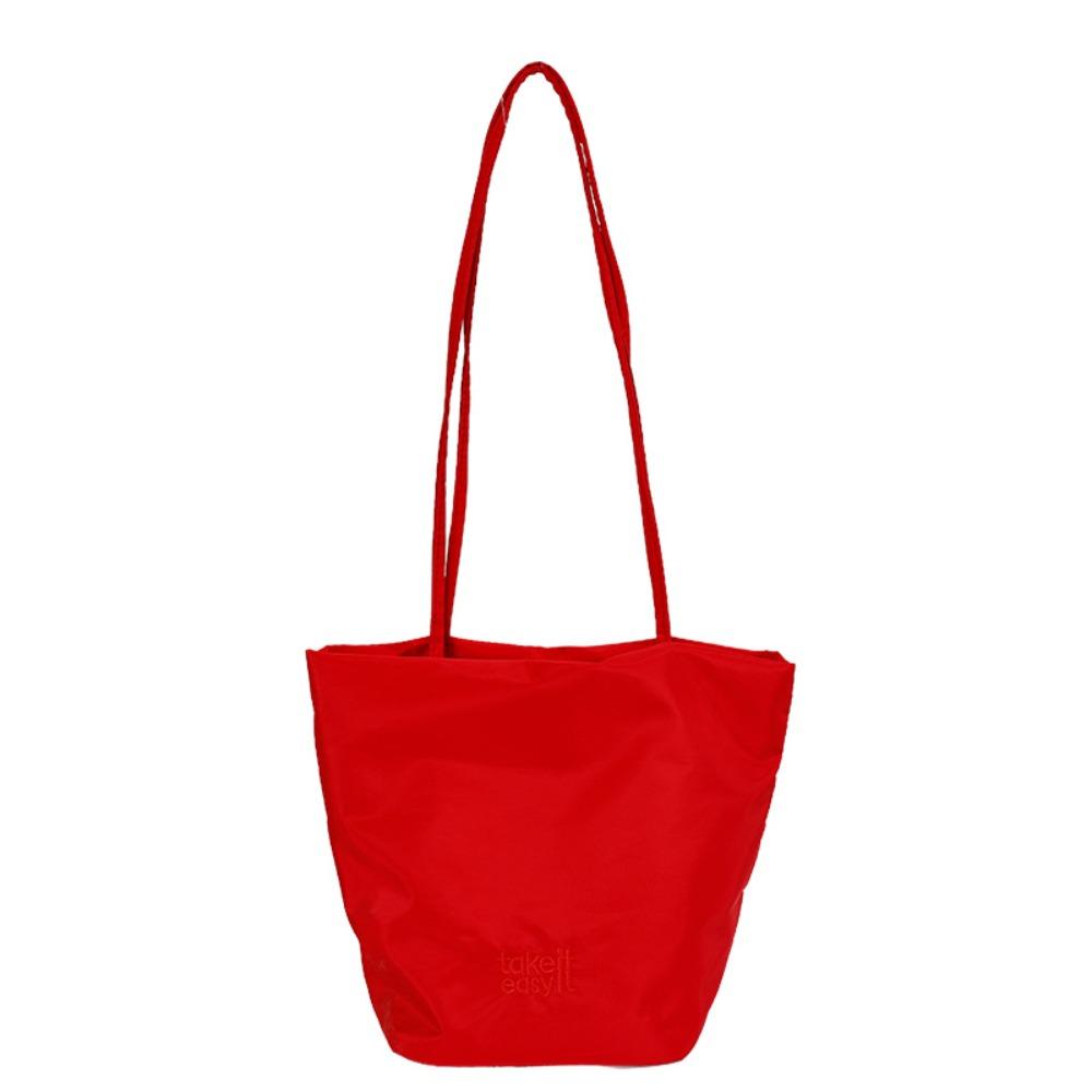 Lightweight Nylon Bucket Bag Korean Style Women Handbag Sweet Underarm Bag Travel