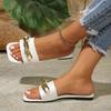 Damen Pantoletten mit breiter Weite und Kettendetail - Leichte Zehenfreie Strand-Mules für den Sommer, Lässige Outdoor-Slipper