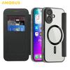 AMORUS For iPhone 17 Case Compatible with MagSafe RFID Blocking Card Holder Leather Phone Cover