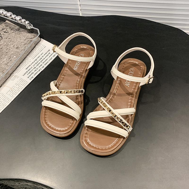 Large size foreign trade set toe flat sandals women's 2025 summer new beach with skirt casual open-toed sandals