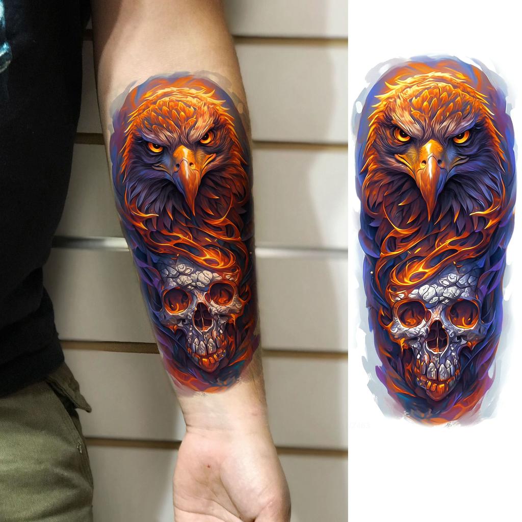1 Foglio Tatuaggi Temporanei Creativi Cool Leone Lupo Aquila Per Uomini Donne Adulti, Tatuaggi Finti Temporanei Impermeabili a Lunga Durata