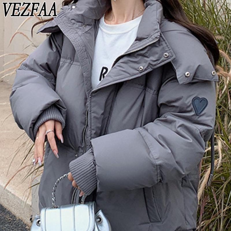 VEZFAA Damemote Uformelt Høst Vinter Ensfarget Print Langermede jakker og kåper dunfrakker