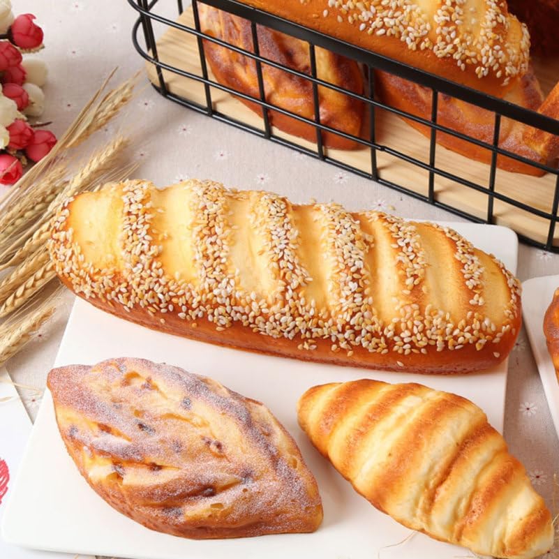 10.6Inch Artificial Bread Loaf,Simulation Bread Fake Bread Model for Kitchen Decoration Photography Props