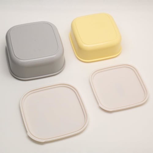 OSK Mouse Vest Lunch Box, 2-Piece Set, Gray, 360ml/550ml Capacity, Made in Japan, Microwave Safe, Nesting Design, Stylish, Cute, Antibacterial, Perfec