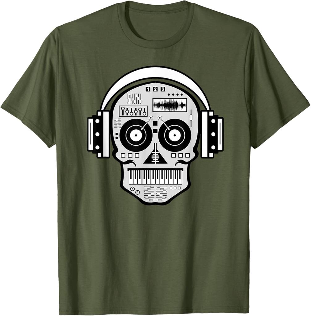 Sugarskull DJ Table Shirt Skull Disc Jockey Headphones TShirt