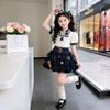 Girls' Academy Style Cartoon Skirt Set - Sweet Summer Princess Two-Piece Outfit