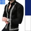 Men European Style Slim Fit Floral Print Turn Down Collar Long Sleeve Casual Shirt