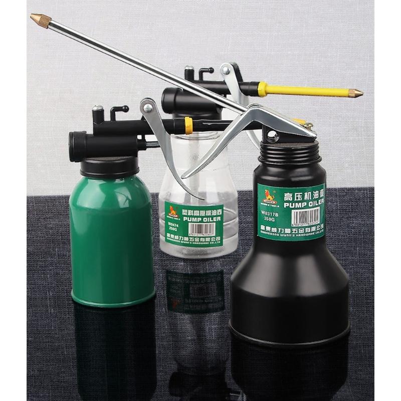 High Pressure Thumb Pump Oiler with Long Nozzle Oil Pot Spray Can Lubrication Oil Can Bottle for Lubricating Airbrush