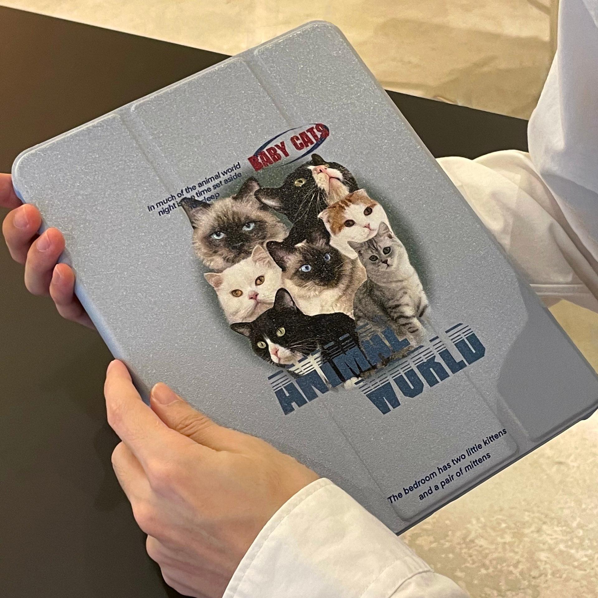 

Blue Cat iPad Air 5 & Mini 6 Three-Fold Cartoon Protective Case iPad mini 6/7 (8.3-inch)