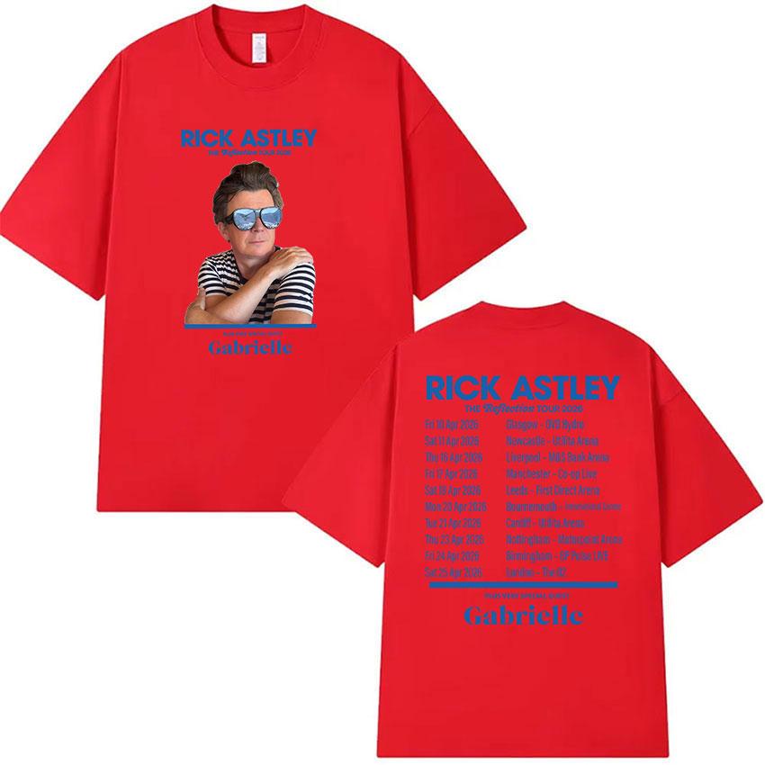 Rick Astley Reflection Tour 2026 Print T Shirts Unisexs Retro High Quality Fashion Tshirt Casual Oversized Cotton Tees Streetwear