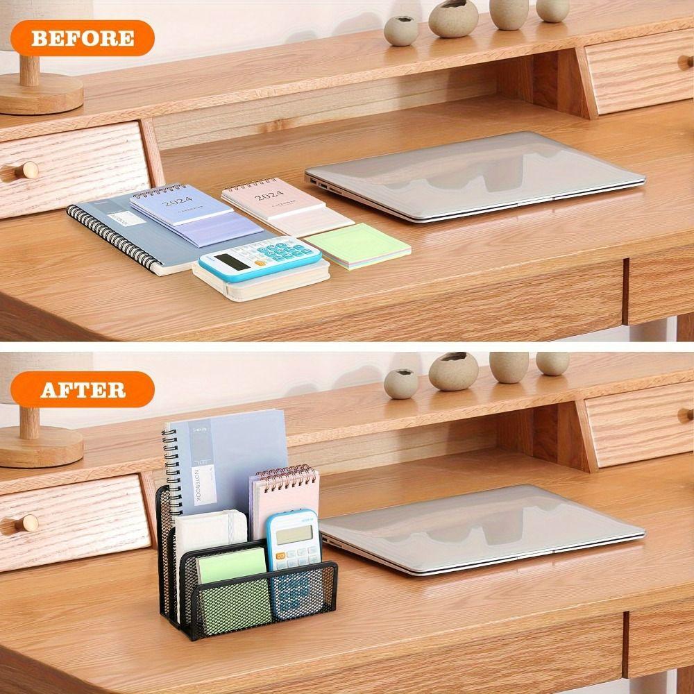 Metal Desk Office File Holder Three-layer Business Document Tray Mesh Desk Organizer  Document