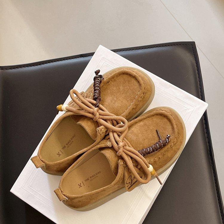 Yellow Platform Boken Shoes Women's All-inclusive Height Increase Summer and Autumn 2025 New Models with Skirts Lace-up Loafers Single Shoes