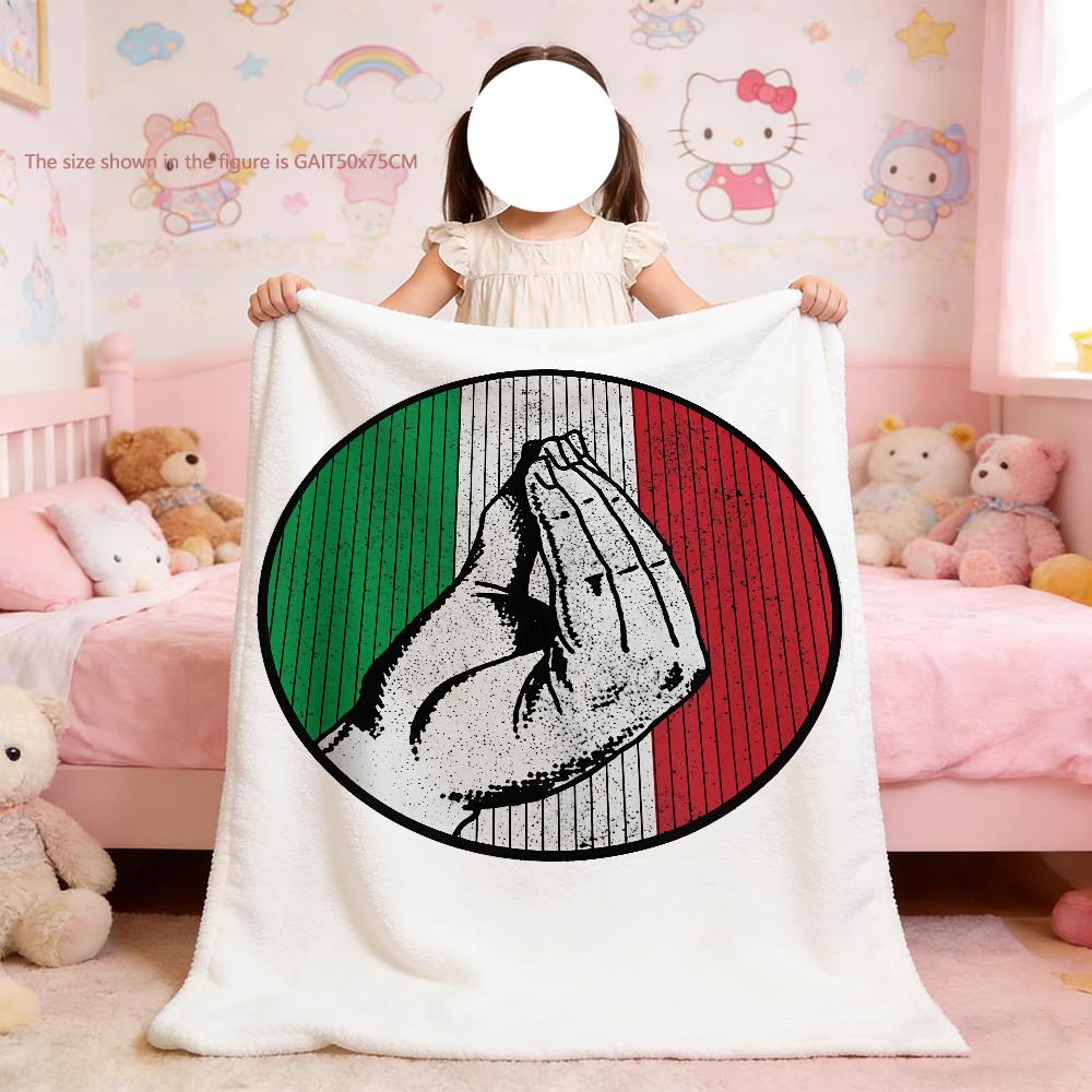 Italian Hand Gesture Sing Language Funny Blanket For Soft Throw Blanket for Picnic Bed Sofa Home Bedroom Cozy Warm Comfortable