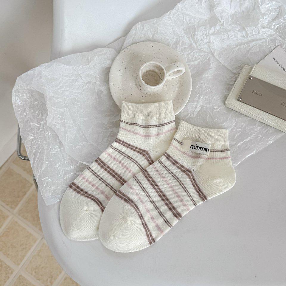 Women s Japanese Style Striped Mid-Calf Socks - Breathable, Seamless, Trendy Spring/Summer Design One Size