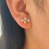 Bee earrings embedded with transparent zircon
